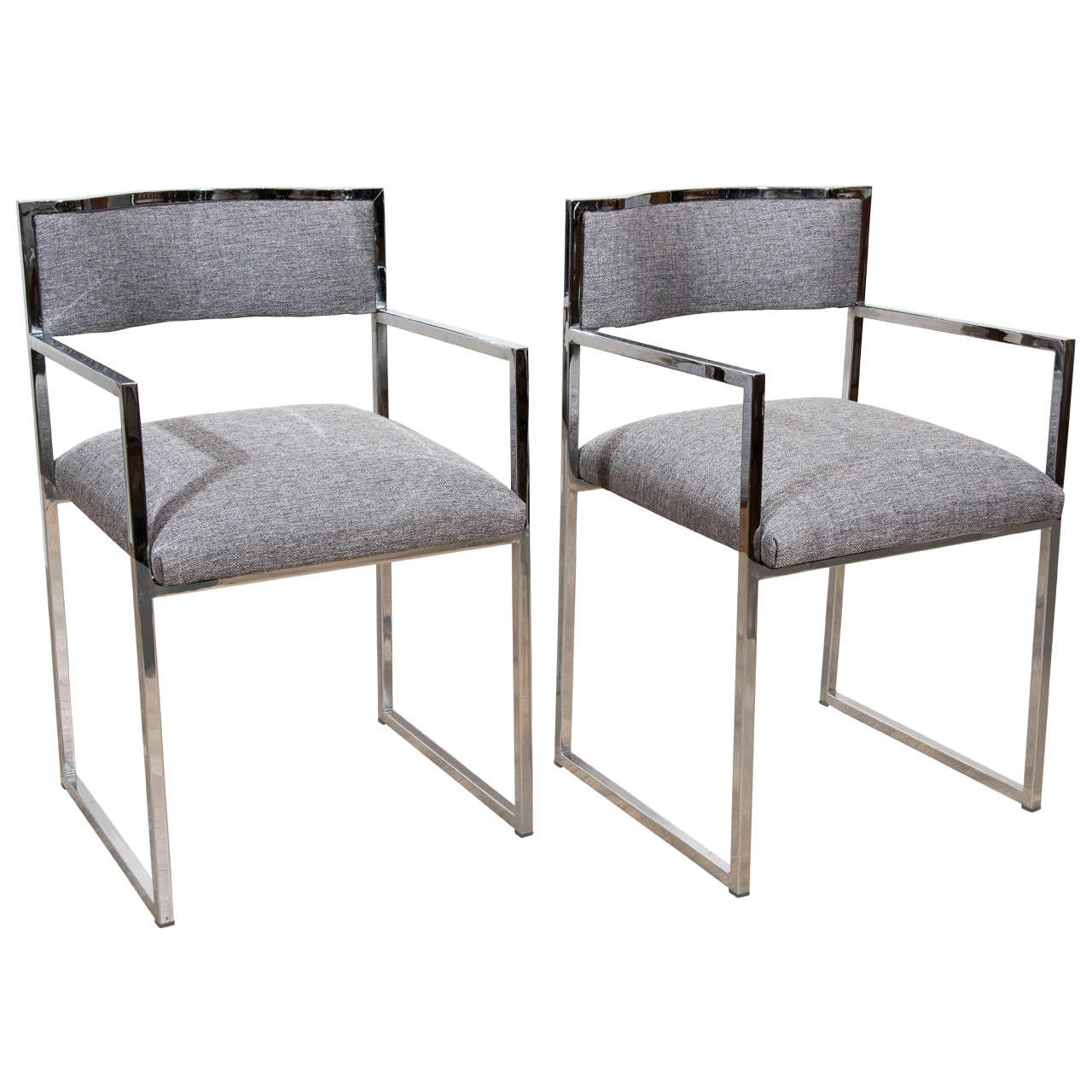 Pair of Chrome Metal Arm Chairs by Willy Rizzo